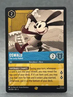 Disney Lorcana - 142/204 Oswald The Lucky Rabbit Azurite Sea Legendary Non Foil - Image 1