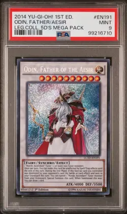 Yugioh - Odin, Father of the Aesir LC5D-EN191 1st Edition Secret Rare PSA 9 MINT - Image 1