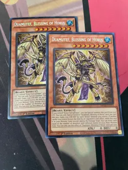 YUGIOH - DUAMUTEF BLESSING OF HORUS X2 - SECRET RARE - NM - MP24 - 1ST ED - Image 1