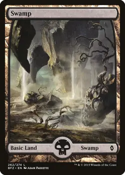 Swamp (262) Battle for Zendikar HEAVILY PLD Extended / Full Art CARD ABUGames - Image 1