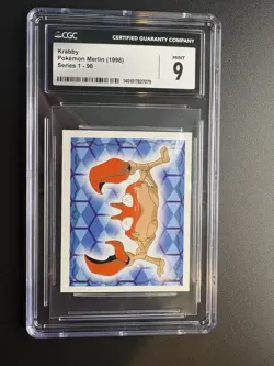 CGC-Graded 1998 Merlin Krabby Pokemon card, Series 1-98 MINT 9 grade - Image 1