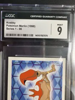 CGC-Graded 1998 Merlin Krabby Pokemon card, Series 1-98 MINT 9 grade - Image 3