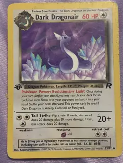 Dark Dragonair 33/82 Team Rocket 1st Edition Pokemon Card WotC Vintage LP - Image 1