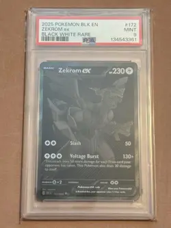 2025 POKEMON BLK EN-BLACK BOLT BLACK WHITE RARE #172 ZEKROM EX PSA 9 - Image 1