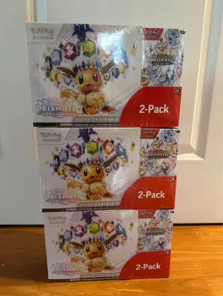 Pokemon TCG Prismatic Evolutions ETB with Booster Bundle Costco 2-Pack Sealed - Image 1