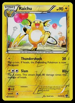 Pokemon Card - Raichu Next Destinies 40/99 Uncommon Reverse Holo - Image 1