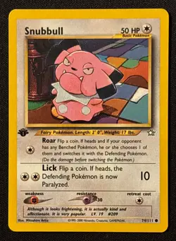 1st Edition Snubbull - Neo Genesis - #74/111 - Vintage Pokemon Card 2000 WOTC - Image 1