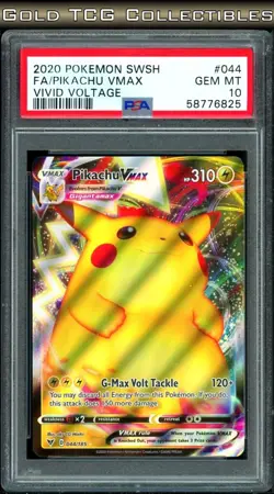 PSA 10 ⭐ Pokemon Pikachu VMAX 044 Vivid Voltage Full Art Graded Card - Image 1