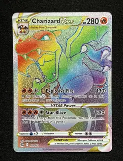 Pokemon TCG - Charizard VSTAR Rainbow Secret Rare Card Brilliant Stars 174/172 - Image 1