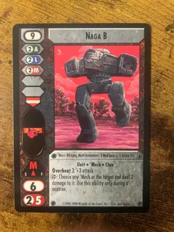Battletech CCG TCG Card Game Rare Crusade Expansion Naga B - Image 1