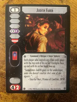 Battletech CCG TCG Card Game Rare Crusade Expansion Judith Faber - Image 1