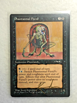 MTG **Phantasmal Fiend** Alliances - Auto Scott Kirschner/Gold - NM 1996 Nice - Image 1