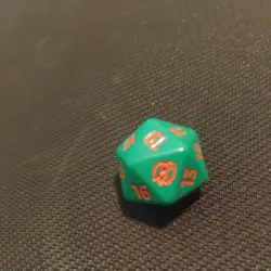 Teenage Mutant Ninja Turtles D20 Dice Green Orange TMNT RPG Gaming Die Raphael - Image 1