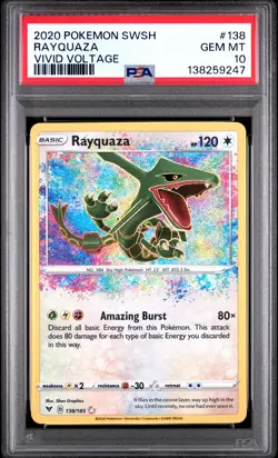 2020 Pokemon Sword & Shield Vivid Voltage #138 Rayquaza Vivid Voltage PSA 10 - Image 1