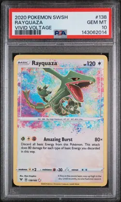 2020 Pokemon Sword & Shield Vivid Voltage #138 Rayquaza Vivid Voltage PSA 10 - Image 1