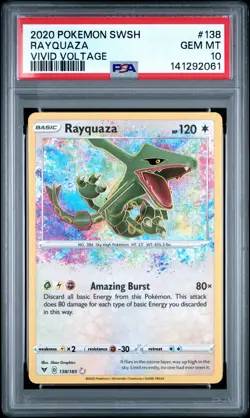 2020 Pokemon Sword & Shield Vivid Voltage #138 Rayquaza Vivid Voltage PSA 10 - Image 1