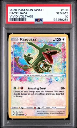 2020 Pokemon Sword & Shield Vivid Voltage #138 Rayquaza Vivid Voltage PSA 10 - Image 1