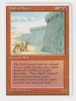 Miscut Wall of Stone MP 4th Edition MTG Magic Error Misprint Alpha Cut Corners! - Image 1