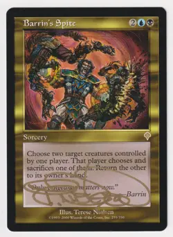 Gold Signed Barrin's Spite LP Invasion Artist Terese Nielsen 2000 MTG Magic Rare - Image 1
