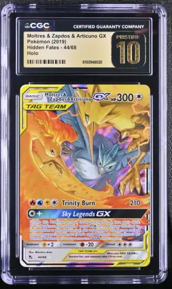 2019 Pokemon Hidden Fates Moltres Zapdos Articuno GX 44 CGC 10 Pristine - Image 1