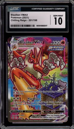 Pokemon Blaziken VMAX Chilling Reign Full Alt Art #201 CGC 10 - Image 1