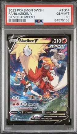 2022 Pokemon SWSH Silver Tempest #TG14 FA Blaziken V PSA 10 GEM MINT - Image 1