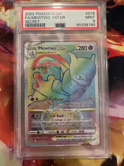 Rainbow - Mewtwo VSTAR Pokemon Sword & Shield Pokemon Go PSA 9 MINT - Image 1