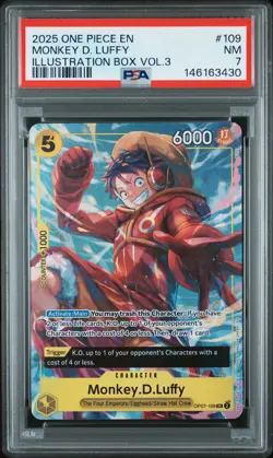 2025 ONE PIECE PROMOS ILLUSTRATION BOX VOL.3 #109 MONKEY D. LUFFY PSA 7 - Image 1