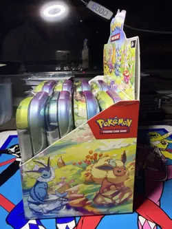 Prismatic Evolutions Empty Mini Tin Set Of 8 with Display + 8 Coins /Art Cards - Image 3