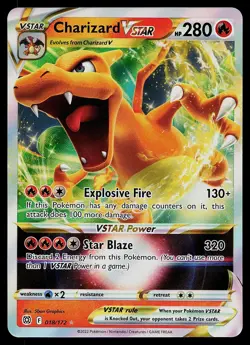 Pokemon Card - Charizard VSTAR Brilliant Stars 018/172 Holo Rare VSTAR 2022 - Image 1