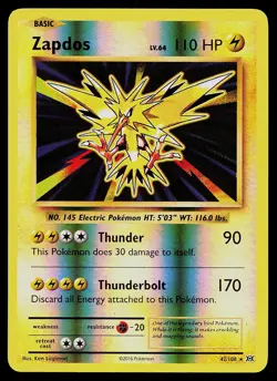 Pokemon Card - Zapdos Evolutions 42/108 Reverse Holo Rare 2016 - Image 1
