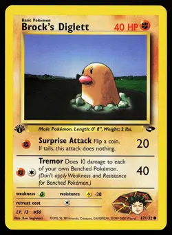 Brock's Diglett 67/132 Common 1st Edition Gym Challenge Pokemon Card - Image 1