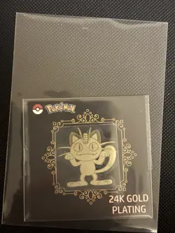 24k Gold Plated Pokemon Sticker (2023 Korean) - Meowth - Image 1