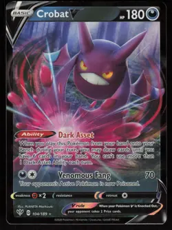 Crobat V 104/189 Ultra Rare: Darkness Ablaze Pokemon TCG Near Mint - Image 1
