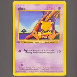 Pokemon TCG: 1999 Base Set Abra 1st Edition Shadowless 43/102 - Image 1