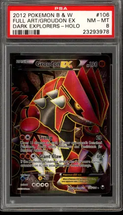 2012 Pokemon Black & White Dark Explorers Full Art Groudon EX #106 PSA 8 Nm-Mt - Image 1