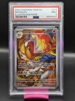 PSA 9 - 2024 Pokemon TWM EN Infernape IR #173 - Image 1