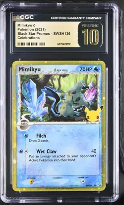 2021 POKEMON BLACK STAR PROMO CELEBRATIONS #SWSH136 MIMIKYU CGC PRISTINE 10 - Image 1