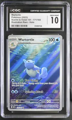 2023 POKEMON MEW EN-151 ILLUSTRATION RARE #171 WARTORTLE CGC 10 - Image 1
