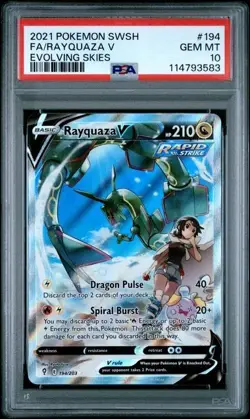 2021 Pokemon SWSH Evolving Skies Rayquaza V Alt Art #194/203 PSA 10 GEM MINT - Image 1