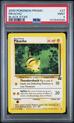 2000 POKEMON PROMO BLACK STAR #27 PIKACHU PSA 9 - Image 1
