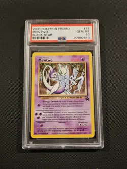 PSA 10 Mewtwo Black Star Promo 12 Pokemon 2000 Old label - Image 1