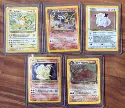 DAMAGED Lot of 5 Vintage Holo Pokemon Cards - Raichu / Dark Houndoom + More - Image 1