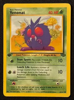 1st Edition Venonat - Jungle - #63/64 - Vintage Pokemon Card 1999 WOTC - Image 1