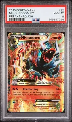 2015 Pokemon XY M Houndoom EX #22 Breakthrough PSA 8 - Image 1