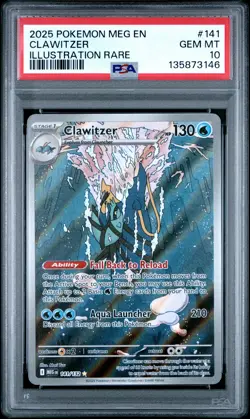 2025 POKEMON MEG EN-MEGA EVOLUTION ILLUSTRATION RARE #141 CLAWITZER PSA 10 - Image 1