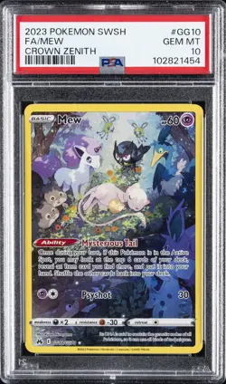 2023 POKEMON SWORD & SHIELD CROWN ZENITH #GG10 FULL ART/MEW PSA 10 - Image 1