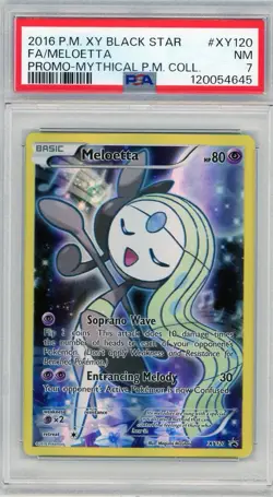 2016 Pokemon XY Black Star Promo Meloetta Mythical Collection #XY120 PSA 7 - Image 1