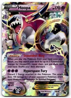 Hoopa EX 36/98 Holo EX Rare Ancient Origins Pokemon Damaged - Image 1