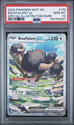 2025 POKEMON WHT EN-WHITE FLARE SPECIAL ILLUSTRATION RARE BOUFFALANT EX PSA 10 - Image 1